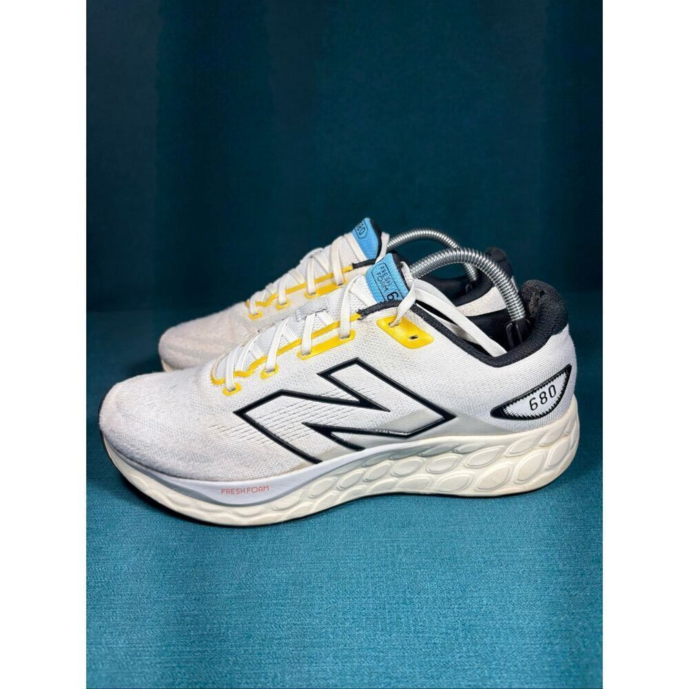 New Balance Fresh Foam 680v8 White Yellow Blue Running Shoes M680LW8 Men's Size
